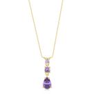 Colar Pingente De Pedra Ametista Lilás Folheado A Ouro 18k