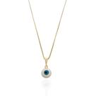 Colar Pingente Delicado Olho Grego Banho Ouro 18K