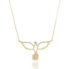 Colar Pingente Divino Espírito Santo Folheado a Ouro 18K