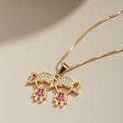 Colar Pingente Filhos 2 Meninas Banhado Ouro 18K