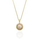 Colar Pingente Flor de Pérola e Aramado Banho Ouro 18K
