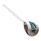 Colar Pingente Gota Madreperola e Abalone com Corrente Aço