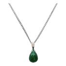 Colar Pingente Jade Verde Facetado e Corrente Aço Saude