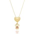 Colar pingente Menina de Vestido com Micro Zircônia Rosa Balão Gordinho Liso Banhado a Ouro 18K