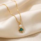 Colar Pingente menina zircônia triângular turmalina e pérola banhado a ouro 18k Colar Pingente menina zircônia triângular turmalina e pérola banhado a ouro 18k