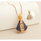 Colar Pingente Nossa Senhora Aparecida Feminino Lindo Duplo Banhado a Ouro 18k