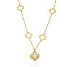 Colar Pingente Trevo Branco e Trevo Dourado Colar Pingente Trevo Branco e Trevo Dourado