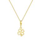 Colar Pingente Trevo de 4 Folhas Banhado a Ouro 18k