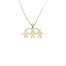 Colar Pingente Trio de Tres Filhos Meninos Liso Banhado Ouro 18k