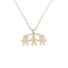Colar Pingente Trio Duas Meninas e um Menino Liso Banhado Ouro 18k Colar Pingente Trio Duas Meninas e um Menino Liso Banhado Ouro 18k