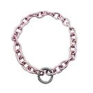 Colar pink chain com elo central em ródio branco