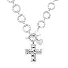Colar PinkBanni Chunky Cross em prata 925 com detalhes em diamante