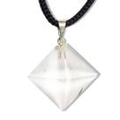 Colar Pirâmide Pedra Cristal Extra Lapidado Pino Prateado