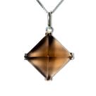 Colar Pirâmide Pedra Quartzo Fumê Natural Garra Prata 950