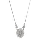 Colar piuka medalha oval pequena nossa senhora das graças zircônias folheado em ródio branco