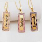 Colar Plaquinha com 1 Nome Personalizado + Zircônias Folheadas a Ouro 18k