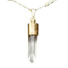Colar Pontinha Cristal Laser 30 mm Natural Caixinha Dourado