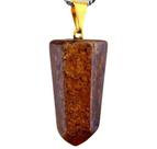 Colar Pontinha Pedra Bronzita Presilha e Pino Dourado