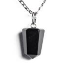 Colar Pontinha Pedra Obsidiana Negra Presilha e Pino Prata 950