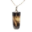 Colar Pontinha Pedra Quartzo Bi Color Presilha Prata 950