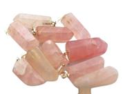 Colar Pontinha Pedra Quartzo Rosa Presilha e Pino Prata 950