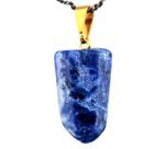 Colar Pontinha Pedra Sodalita Azul Presilha e Pino Dourado
