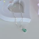 Colar Ponto de Luz Gota Zircônia Verde 45cm - Prata