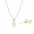 Colar Ponto de Luz Redondo Folheado a Ouro 18K Feminino Delicado Brilhante Luxo Gold Joia Premium