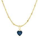 Colar Ponto de Luz Zircônia Safira Ouro 10 Corrente Aço IPG 45cm