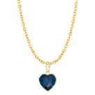 Colar Ponto de Luz Zircônia Safira Ouro 10 Corrente Aço IPG 45cm