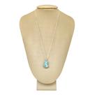 Colar Prata 925 com Banho em Platina Larimar Bruto Natural
