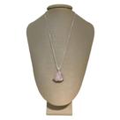 Colar Prata 925 com Banho em Ródio Quartzo Rosa Metalizado