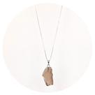 Colar Prata 925 com Banho Platina Quartzo Fumê Bruto Natural