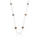 Colar Prata 925 Legítima Trevo Quatro Folhas Pedra Marrom Feminino