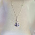 Colar prata 925 nossa senhora aparecida cravejada azul