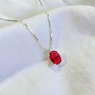 Colar Prata Oval Vermelho