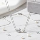 Colar prateado Choker Flor Pérola Zircônia Ródio Zarpellon