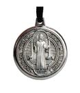 Colar Prateado Medalhão São Bento 3.5cm Colar Prateado Medalhão São Bento 3.5cm