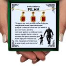 Colar Presente Aniversário Filha Mãe Pai Viking Conjunto Retângulo Vermelho Pingente Brincos Anel + Dedicatória