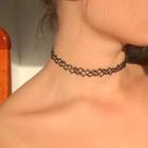 Colar Que Imita Tatuagem No Pescoço Gargantilha Choker Preta Elástica Ajustável Feminina 1 Peça