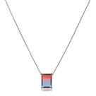 Colar Rainbow Vermelho e Azul Retângulo Grande Ródio Negro