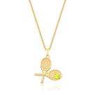 Colar Raquetes e Bolinha Esmaltada de Tennis Revestido em Ouro