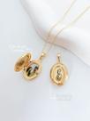 Colar relicario oval clasic personalizado com foto- Ouro