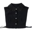 Colar removível, renda clássica de crochê, chiffon preto para mulheres