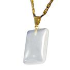 Colar Retangular Cristal Opalado 26mm Natural Pino Dourada