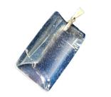 Colar Retangular Liso Quartzo Cristal Pino Argola Prateada