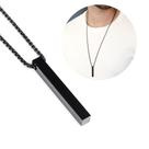 Colar retângulo preto aço inoxidável/ cordão masculino minimalista