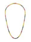 Colar riviera com zircônias quadradas coloridas banhada a ouro - 45 cm