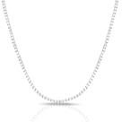 Colar Riviera Cristal Cravejada Zirconia Feminino Banhado a Prata 925