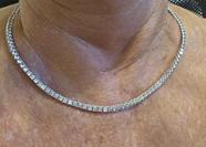 Colar riviera prata luxo 925 rodinada 40cm moissanite 3mm.com GRA. Rosangela lima joias